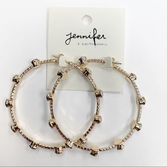 Gold Jeweled Flexi-Hoop Earrings - Picture 1 of 8